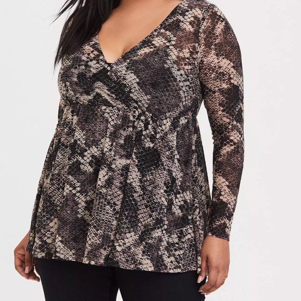 Torrid Babydoll Knit And Mesh Top